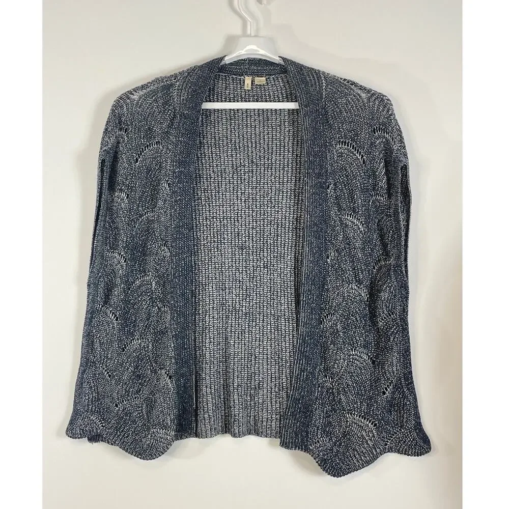 Anthropologie Moth Blue Open Front Sleeveless Sweater Vest Oversized Size Medium
